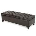 Brown Faux Leather Storage Ottoman Bench M1755
