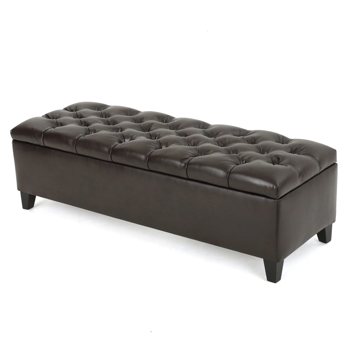 Brown Faux Leather Storage Ottoman Bench M1755