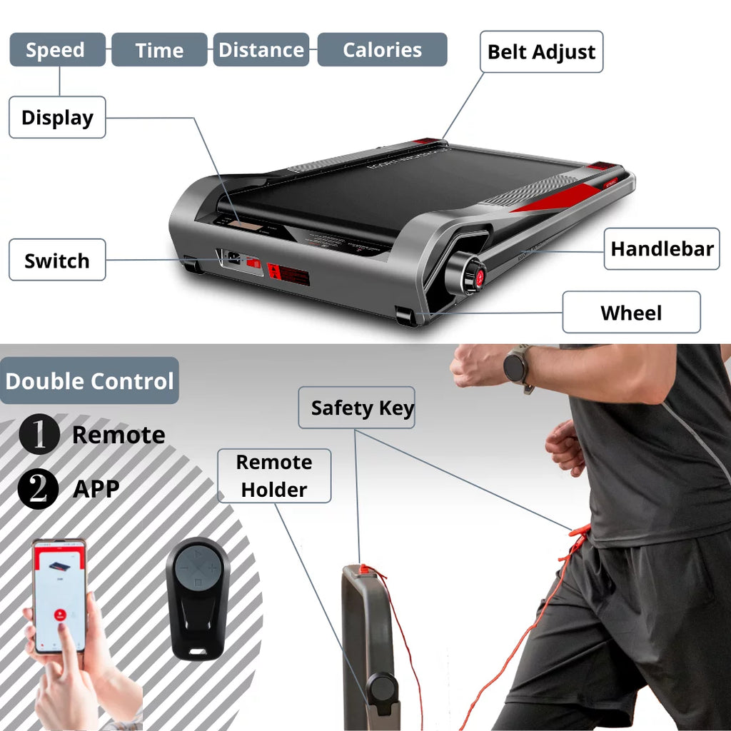 Motorized Folding Walking Treadmill with Handrails I3136