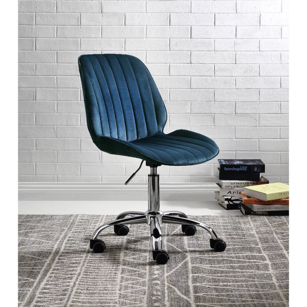 Twilight Blue Velvet Chrome Office Chair N6134