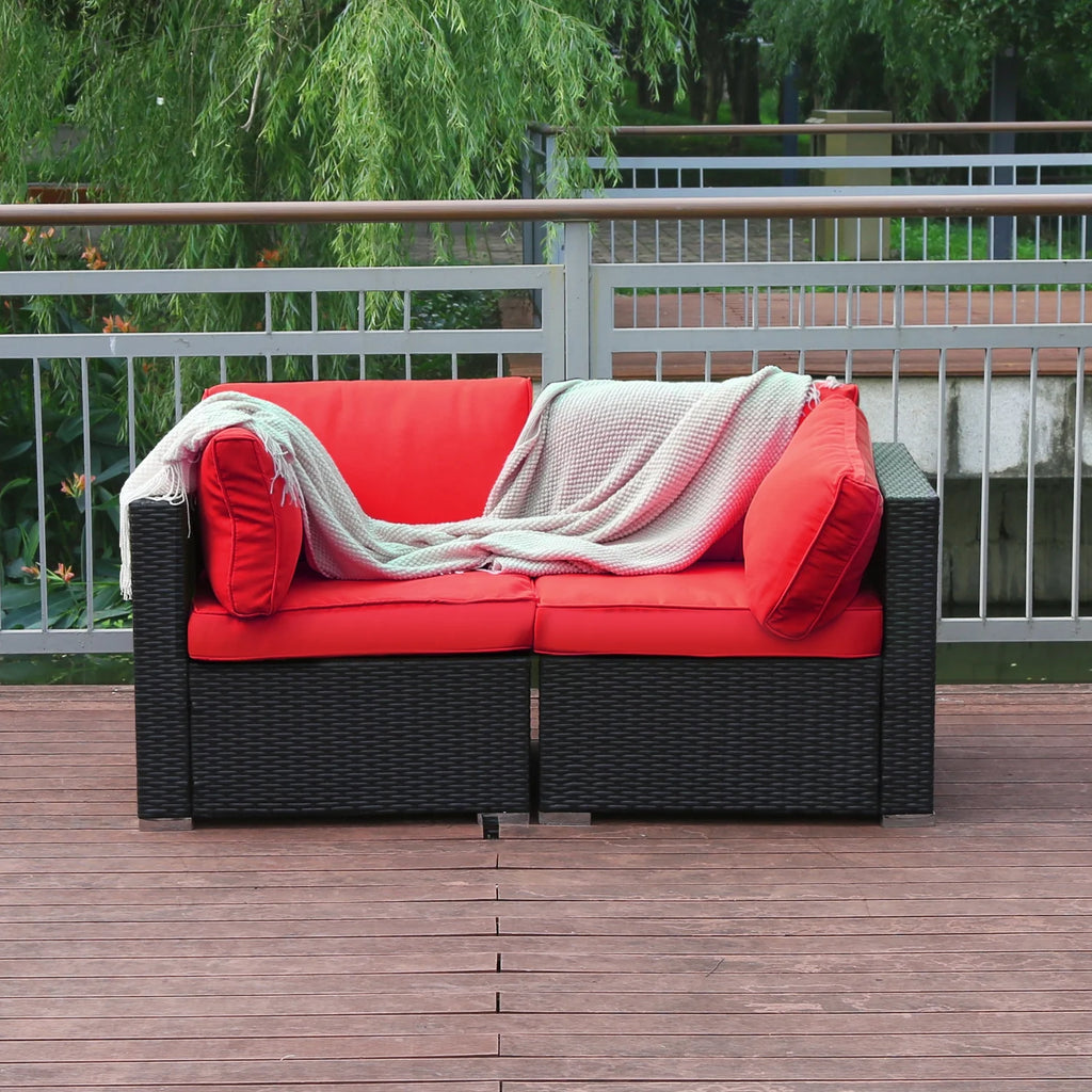 Red 2-Piece Rattan Outdoor Sofa Set Q83885