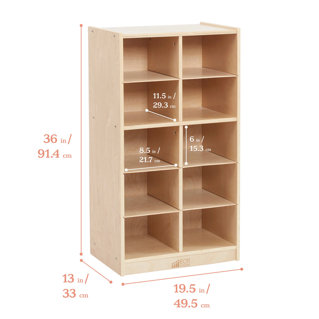 10 Cubby Mobile Tray Storage Cabinet B931