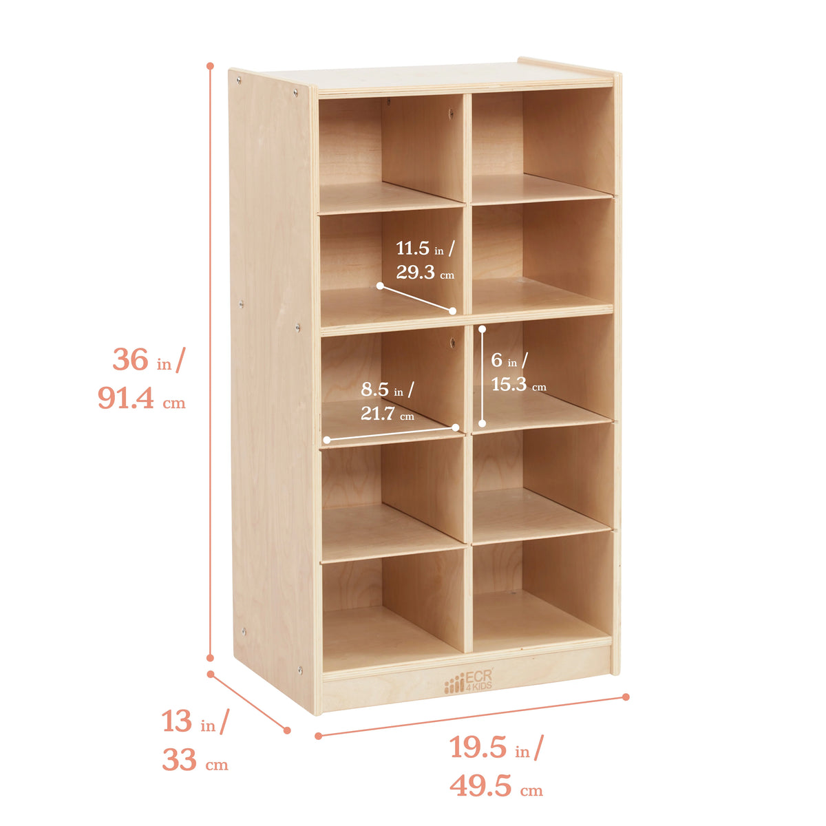 10 Cubby Mobile Tray Storage Cabinet B931