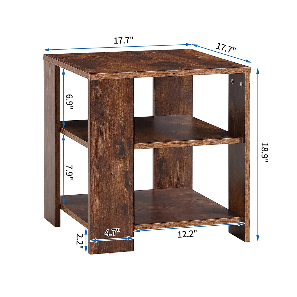 3 Tier Wood Nightstand with Open Shelf A6919