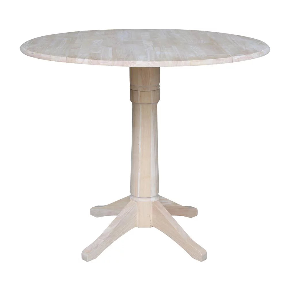 42" Round Solid Wood Dual Drop Leaf Pedestal Table I27949