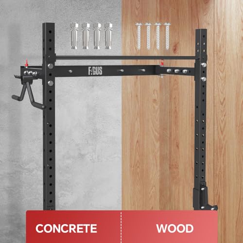 Folding Wall Mounted Squat Rack with Pull-Up Bar X314797