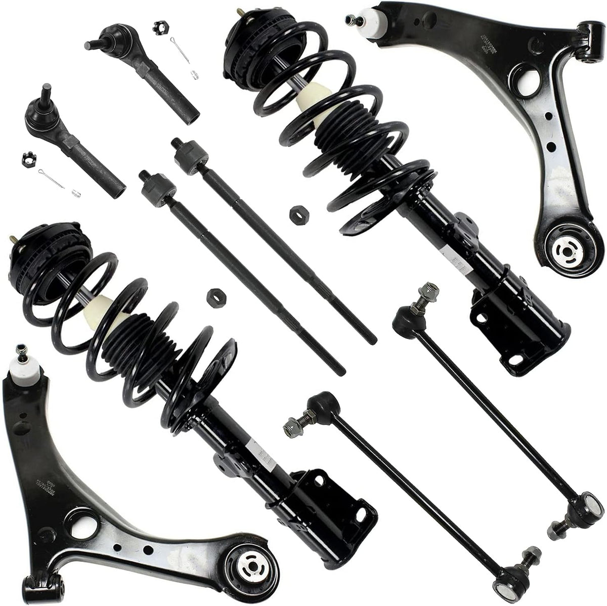 10pc Front Struts Assembly Lower Control Arms Tie Rods Sway Bar Links M8278