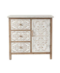 Rustic Wood Floral Accent Cabinet Q66326