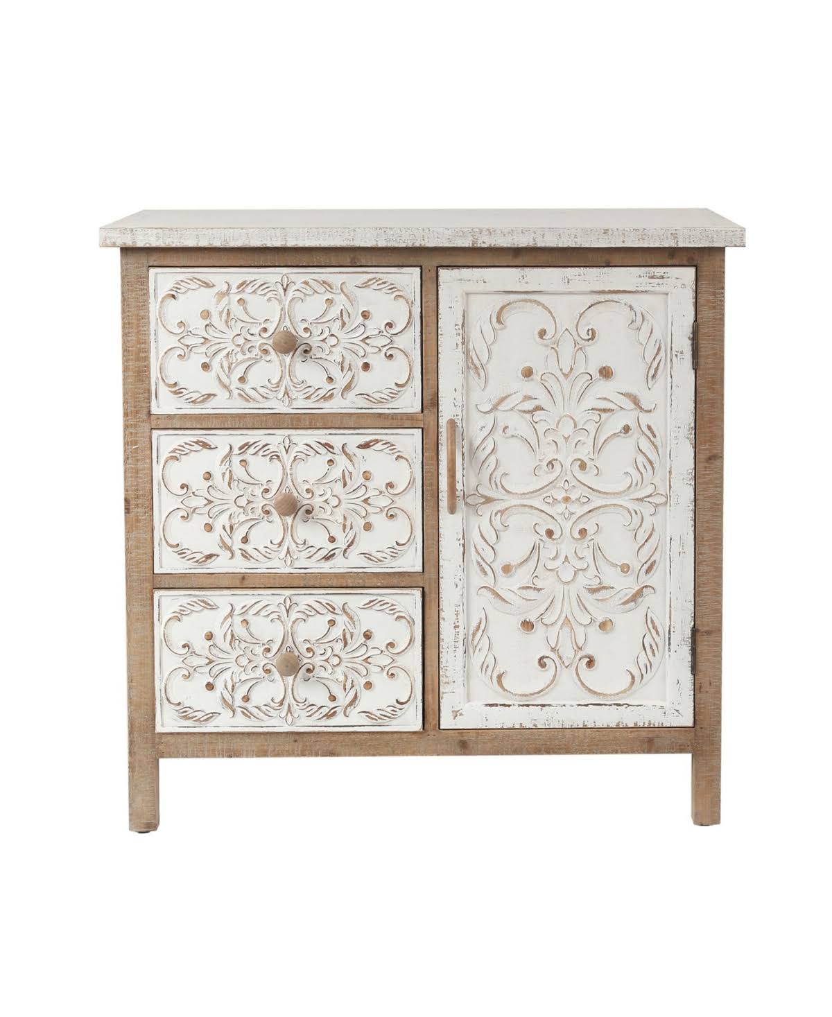 Rustic Wood Floral Accent Cabinet Q66326