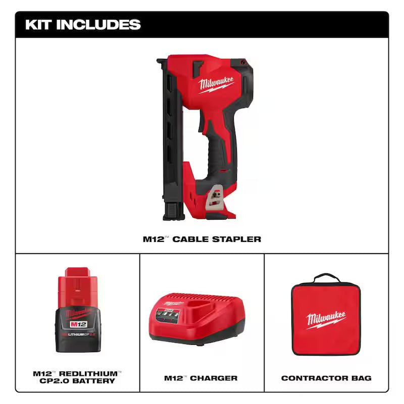 12-Volt Cordless Cable Stapler Nailer Kit with Battery, Charger and Bag A600836