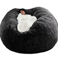 Black 5ft Faux Fur Bean Bag Chair Cover A126