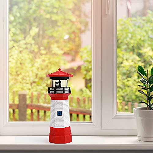 Solar Rotating LED Lighthouse Light Waterproof Statue Q147
