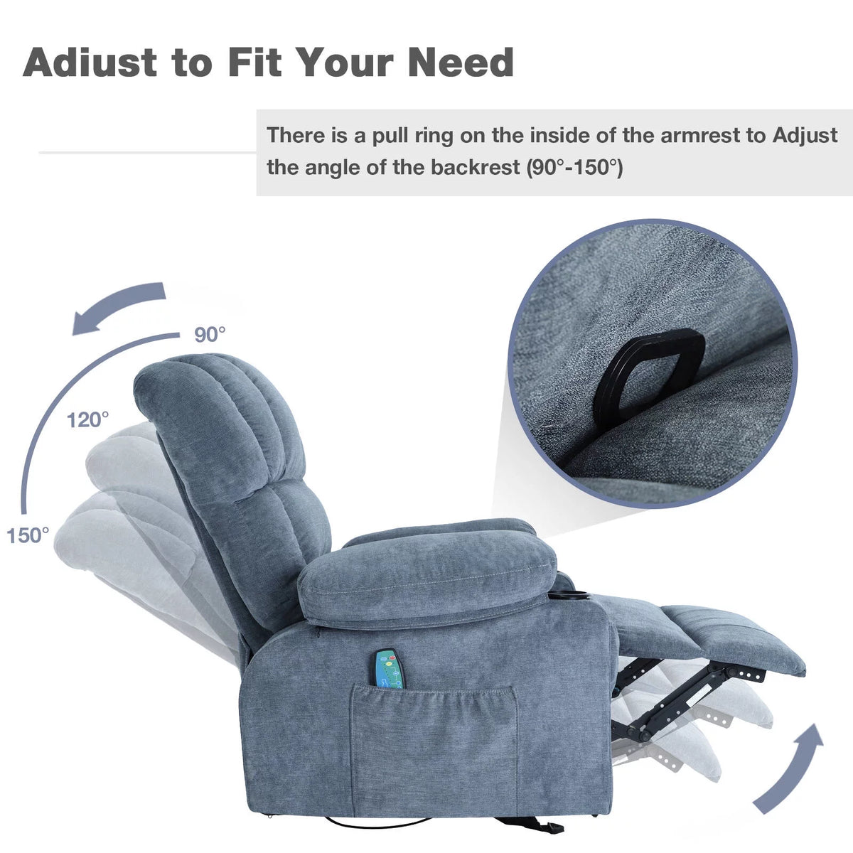 Rocker Recliner with Vibration Massage and Heat V42905