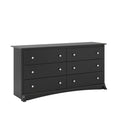 Black 6 Drawer Double Dresser S927