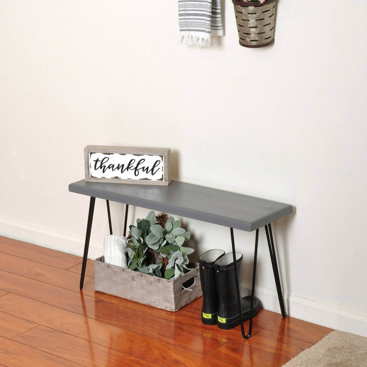 Dark Brown Wood Bench H558