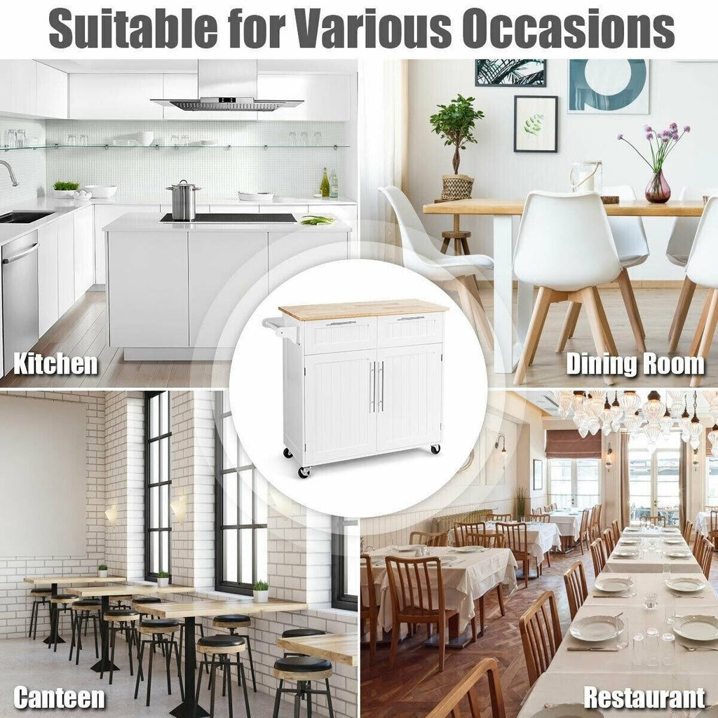 White Rolling Kitchen Cart U3526
