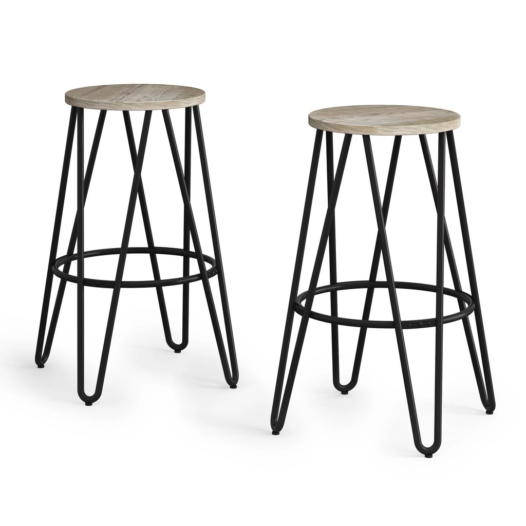 26" Wood Seat Stool Set of 2 S733826