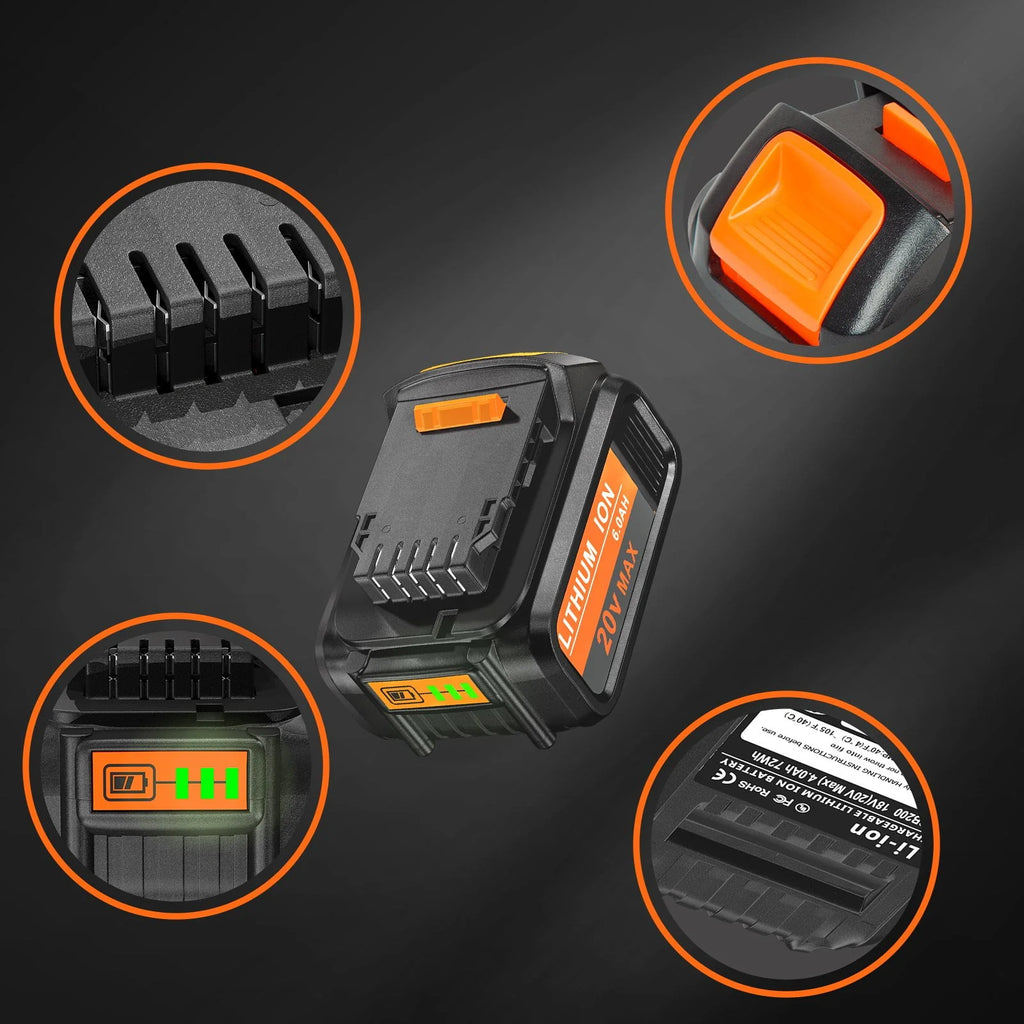 20V 6.0Ah Battery 2 Pack M408