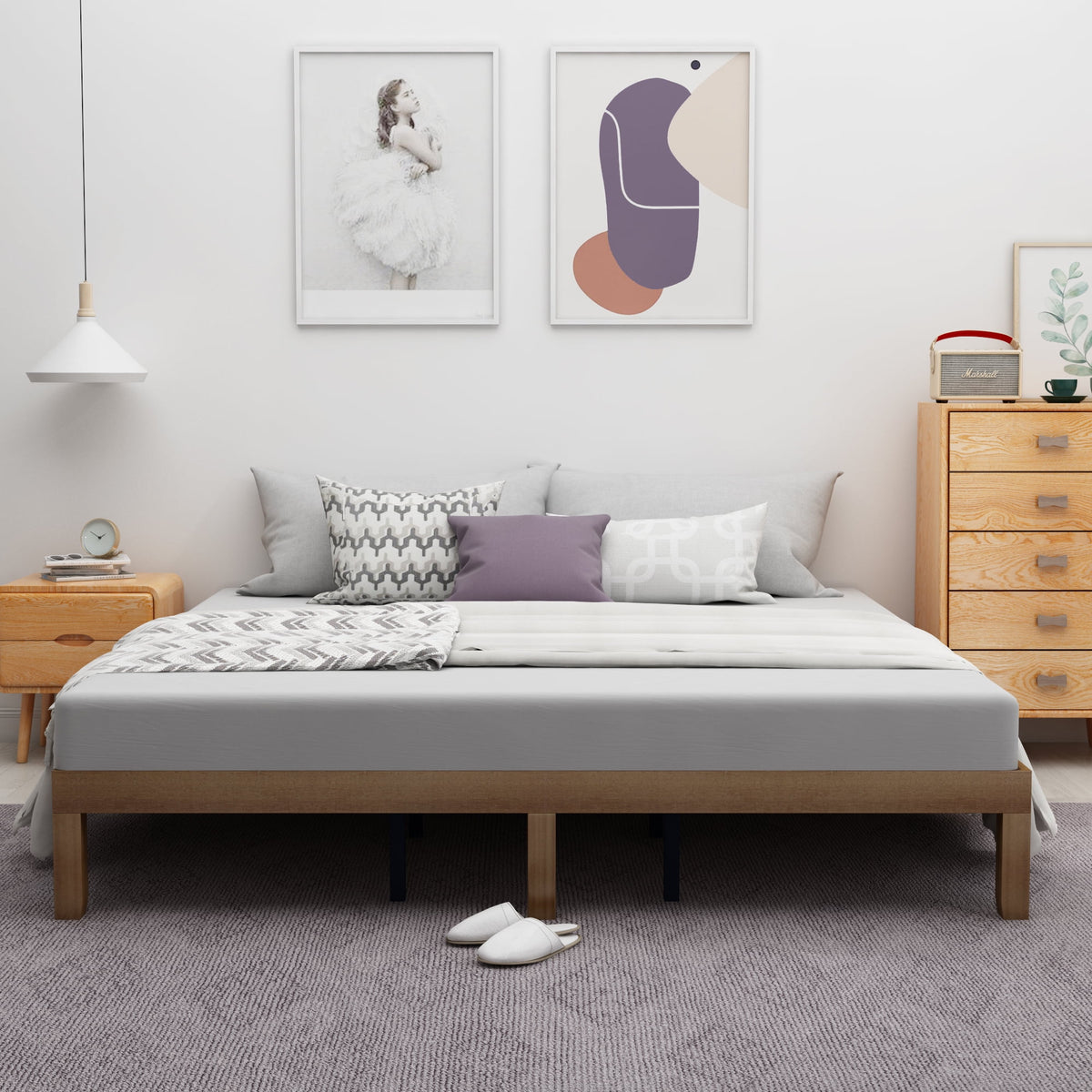 King Size Solid Wood Platform Bed P956