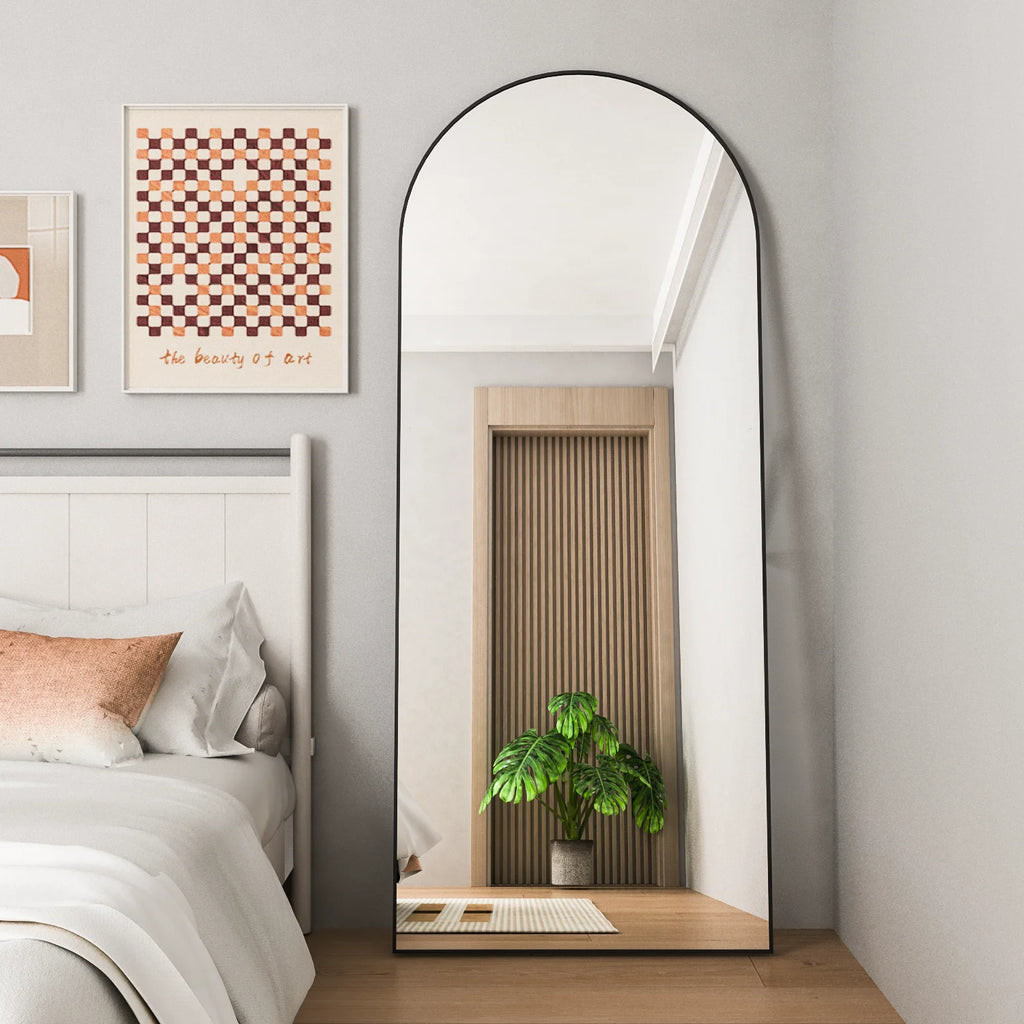 Arched Full Length Floor Mirror 65''x24'' Black A7291