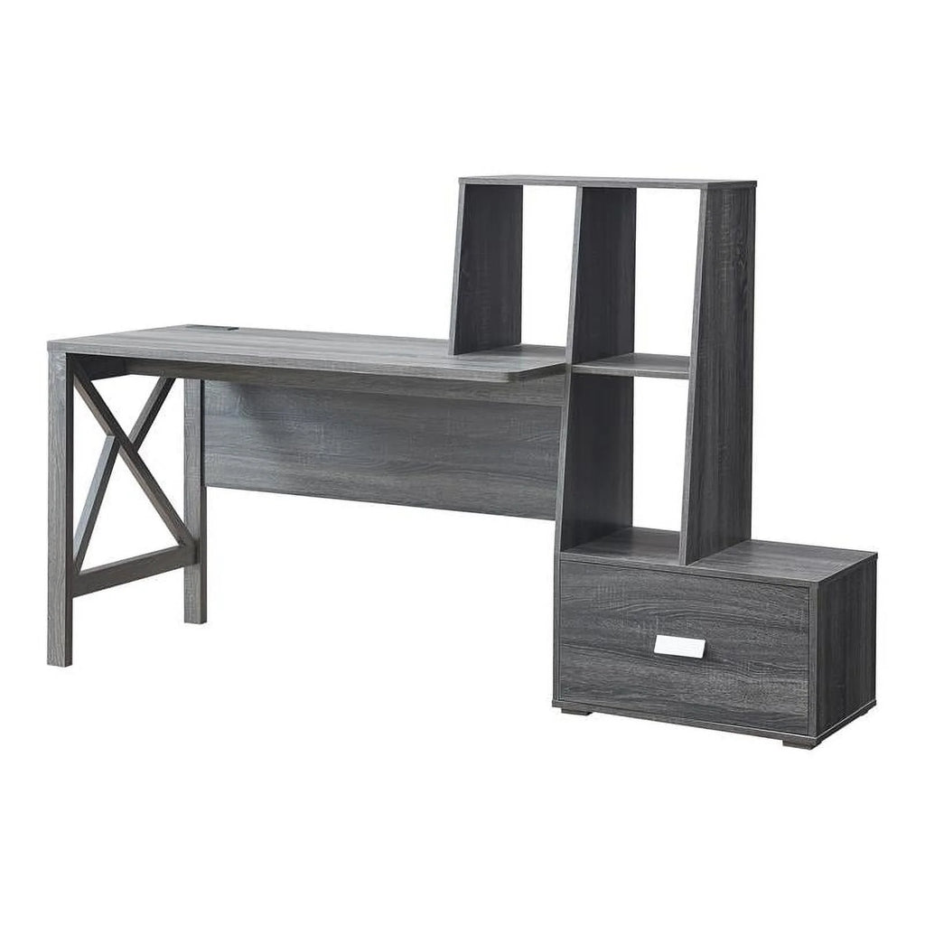 Contemporary Distressed Gray Wood Desk M890