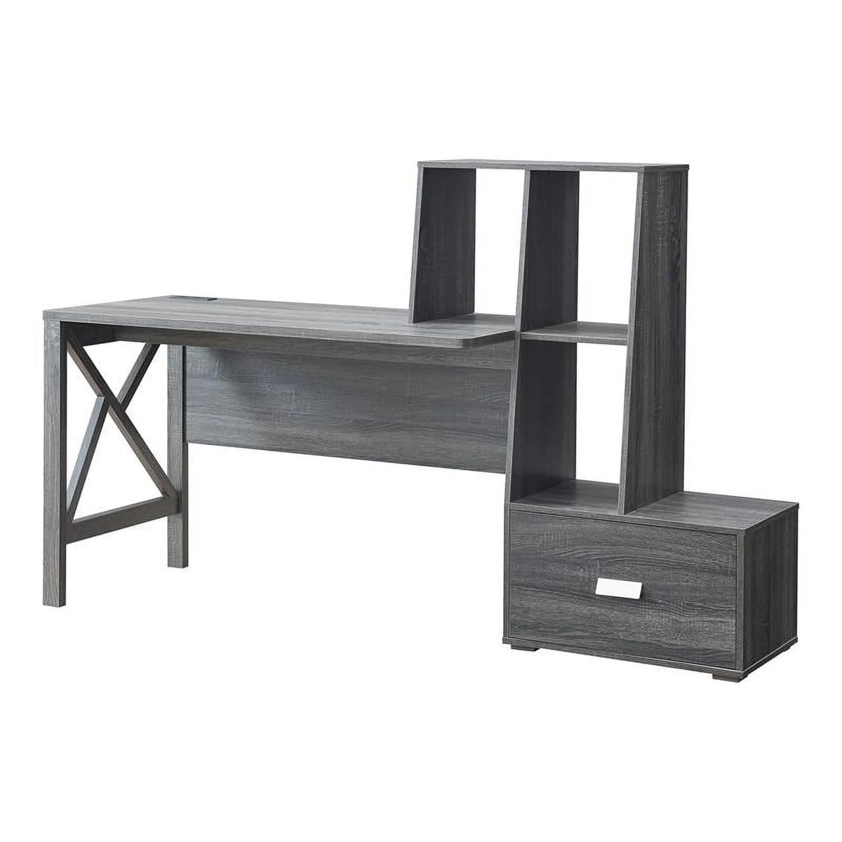 Contemporary Distressed Gray Wood Desk M890