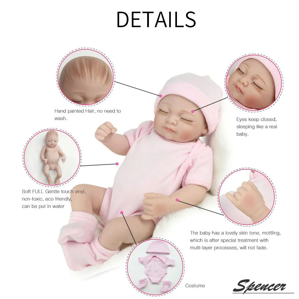 11" Lifelike Silicone Vinyl Newborn Baby Doll Q772210