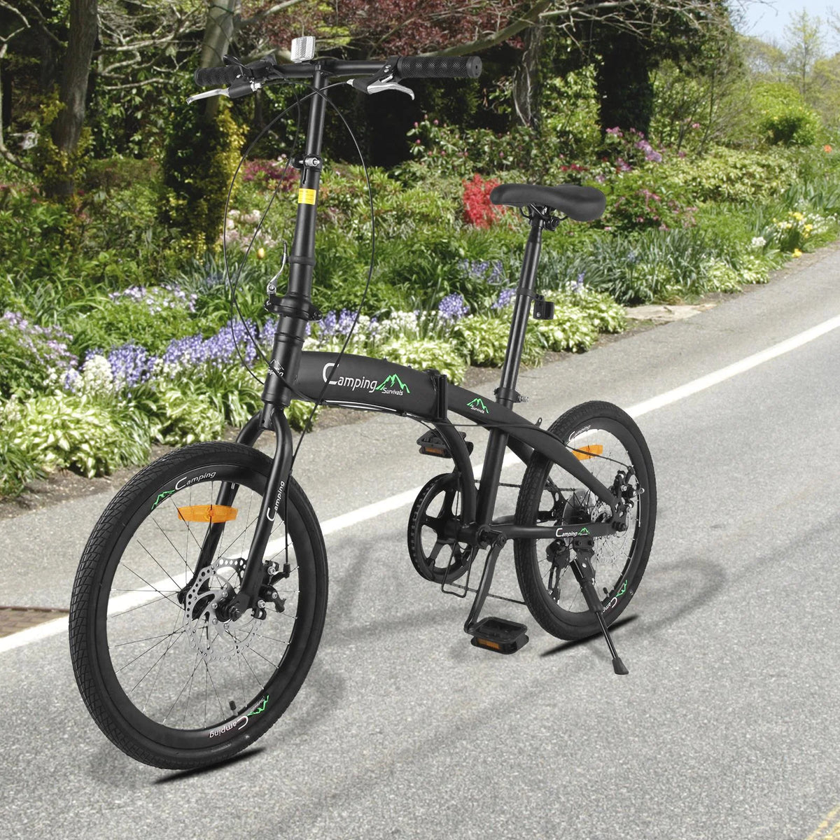 20 Folding Bike, 7 Speed Lightweight City Commuter Bicycle, Black A9140