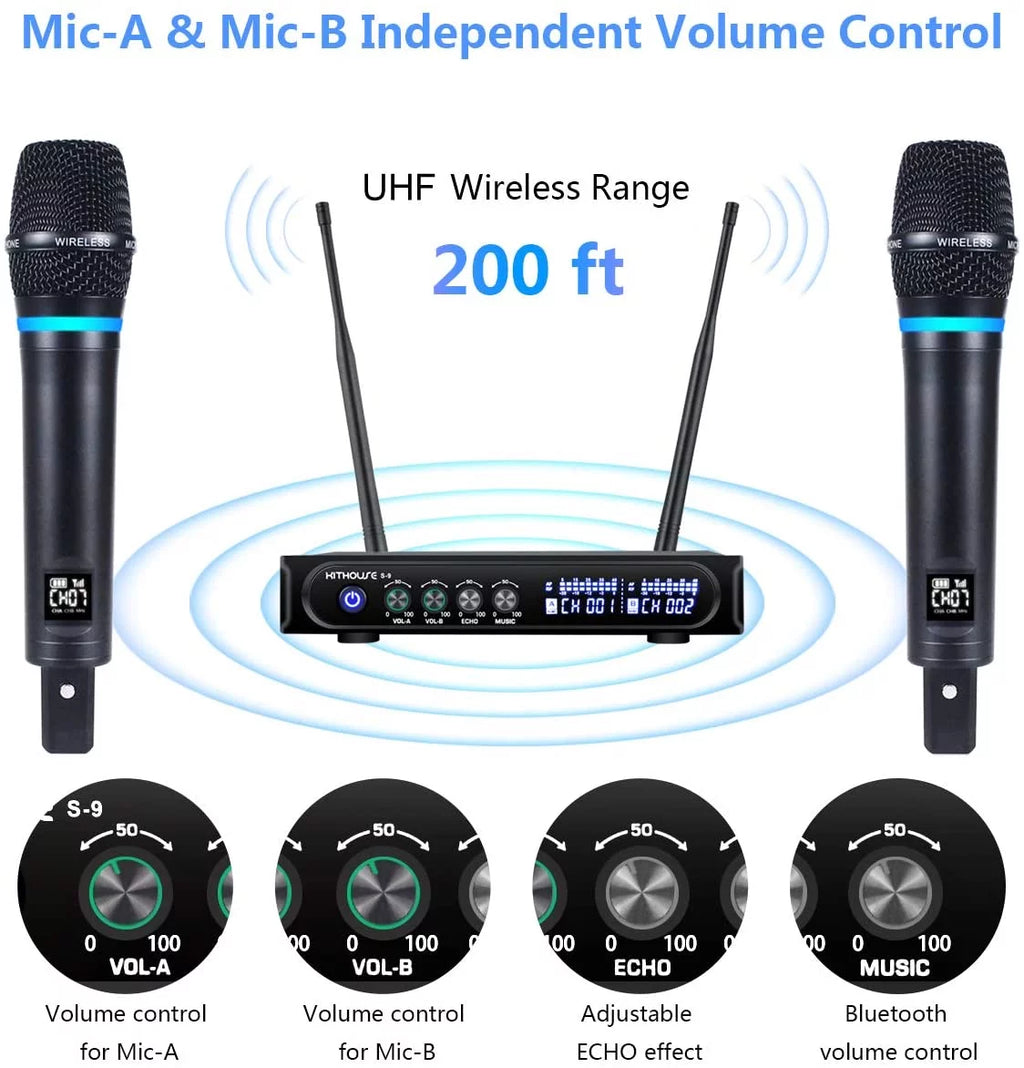 Rechargeable Wireless Microphone System with Bluetooth Receiver J806