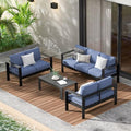 Aluminum 7 Seats Patio Furniture Set with Fire Pit Table S8476