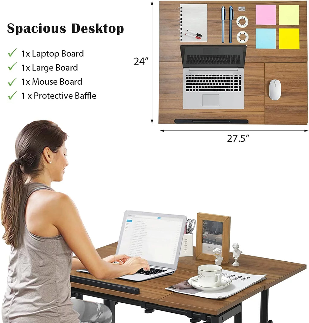 Mobile Standing Desk with Tilting Tabletop & Wheels J3171