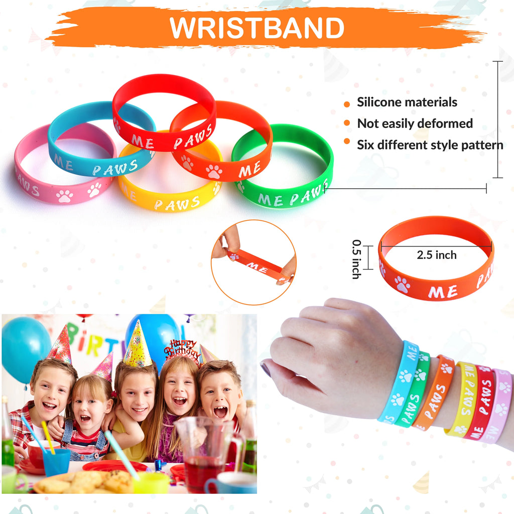 60 Pc Dog Paw Theme Party Supply Paper Bags Wristband Straws Keychain O412846