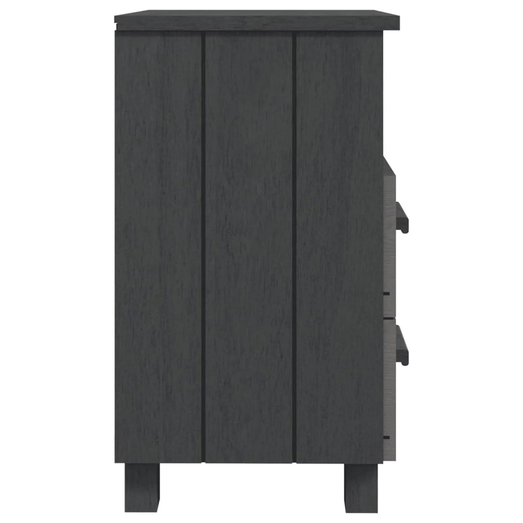 2 pcs Dark Gray Solid Wood Bedside Cabinets M975702