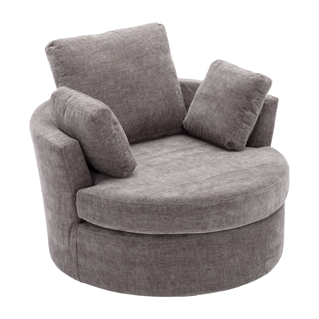 Oversized Round Swivel Accent Chair with 3 Pillows C590534