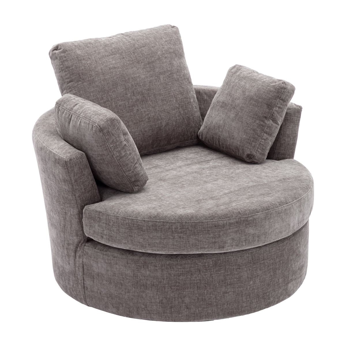 Oversized Round Swivel Accent Chair with 3 Pillows C590534