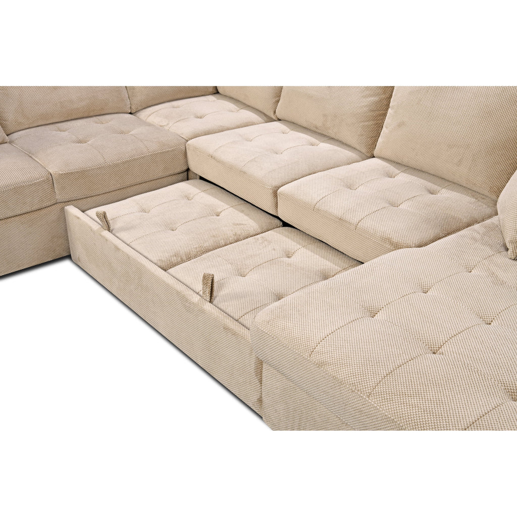 Beige Oversized U Shaped Sectional Sofa with Storage Chaise B95515