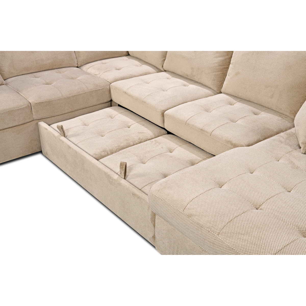 Beige Oversized U Shaped Sectional Sofa with Storage Chaise B95515
