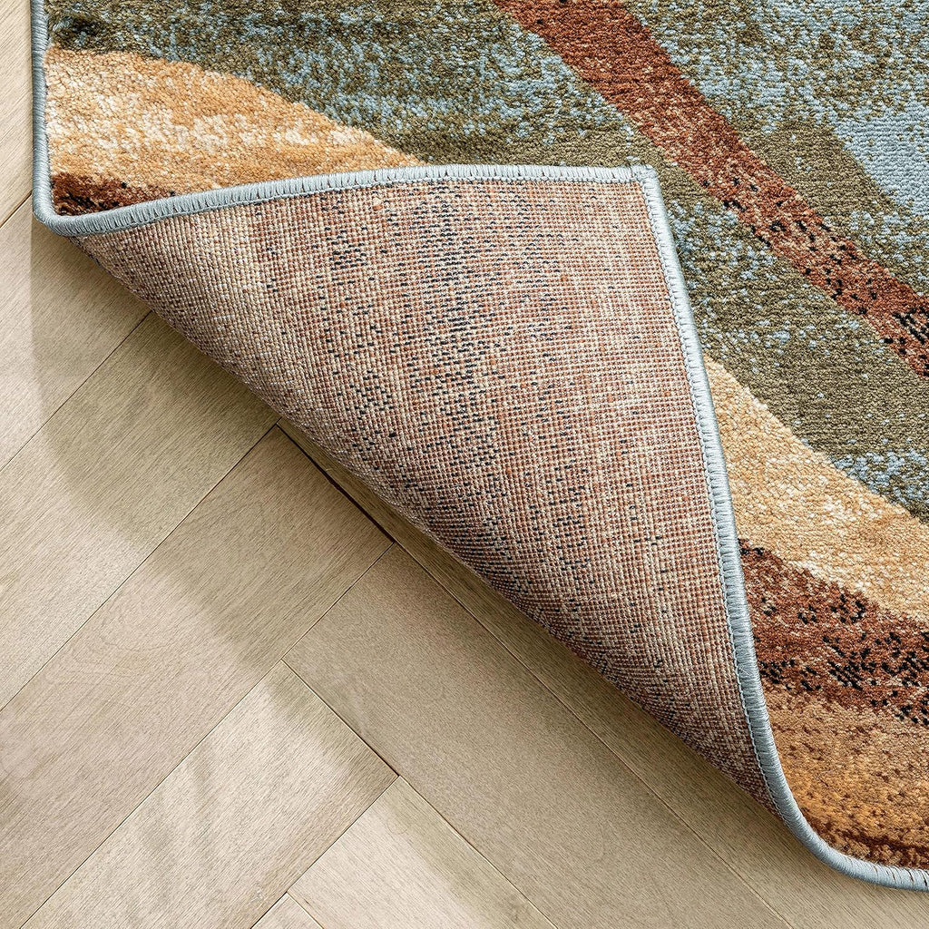 Blue Brown Geometric Area Rug 8x10 T49013