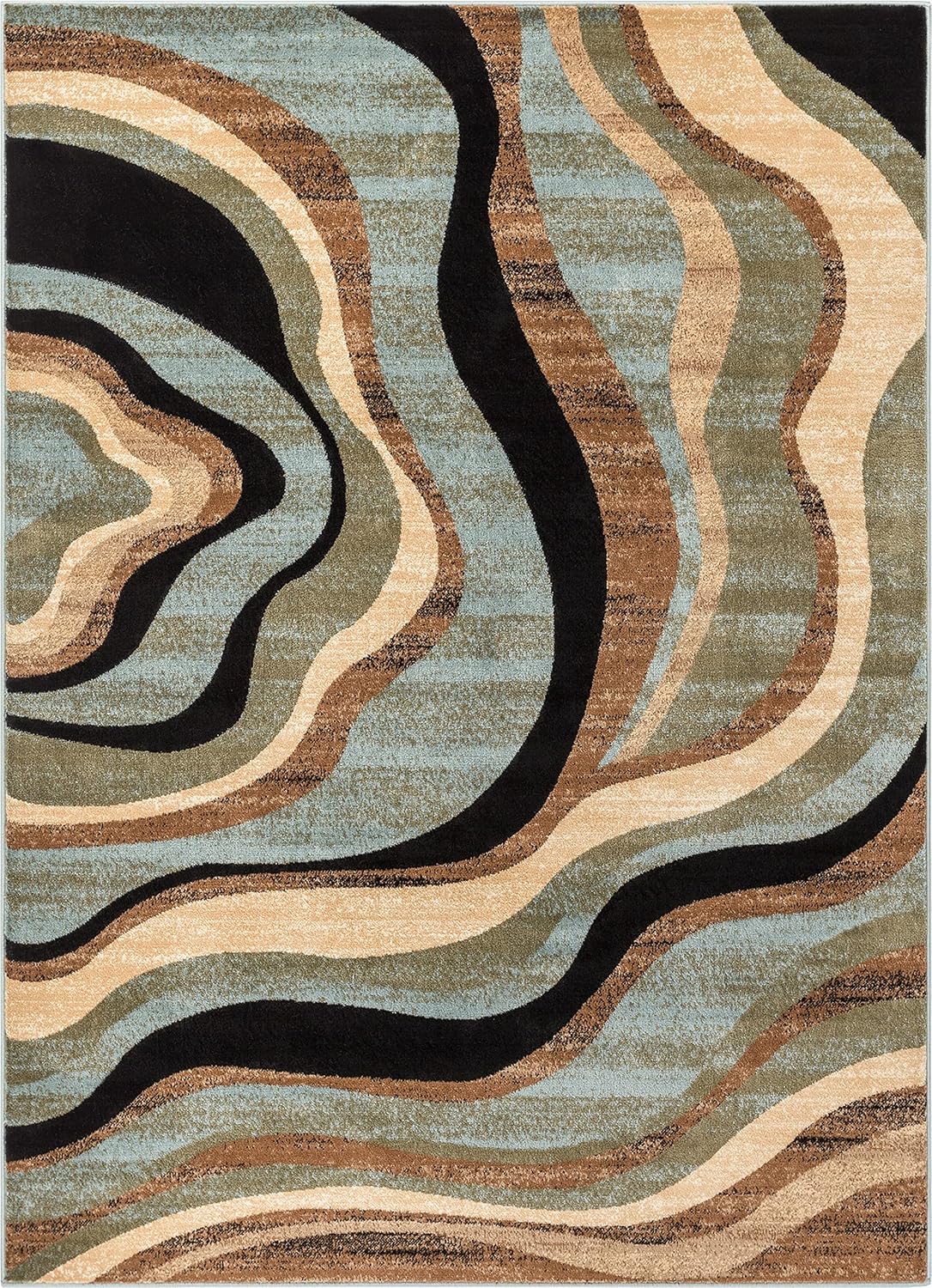 Blue Brown Geometric Area Rug 8x10 T49013