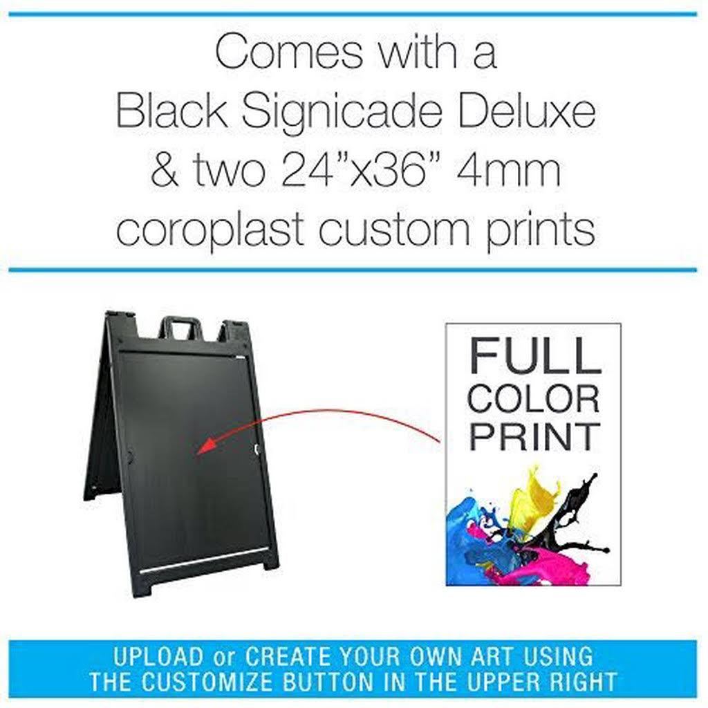 Black Signicade Deluxe with Two Custom Printed Signs J843