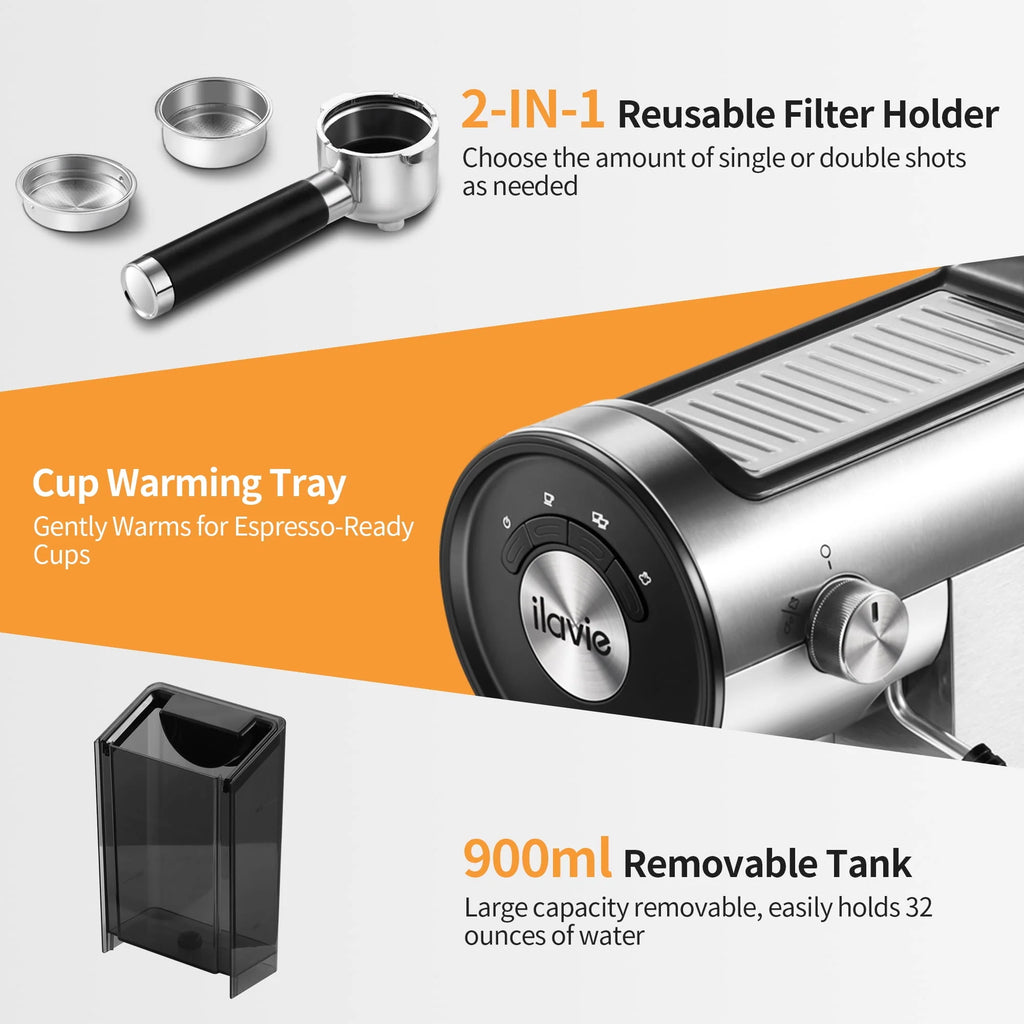 20 Bar Espresso Machine with Milk Frother Steam Wand R365
