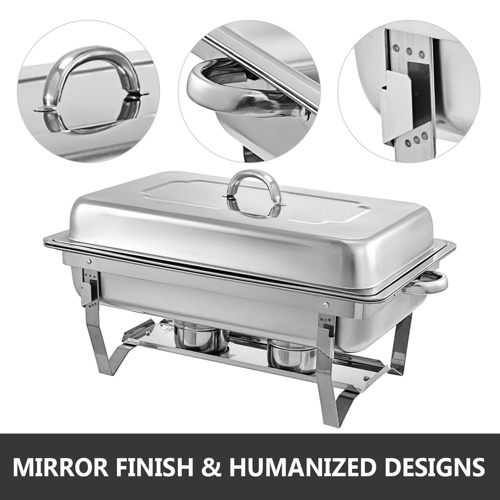 9L Stainless Steel Full Size Rectangular Chafing Dish 4 Packs Y4208