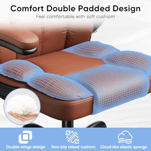 Black Leather Executive Office Chair with Lumbar Support M622