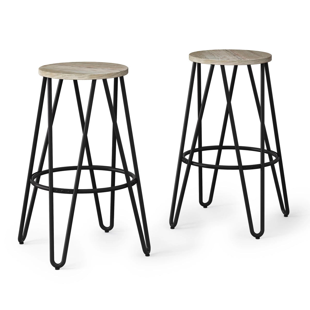 26" Wood Seat Stool Set of 2 S733826