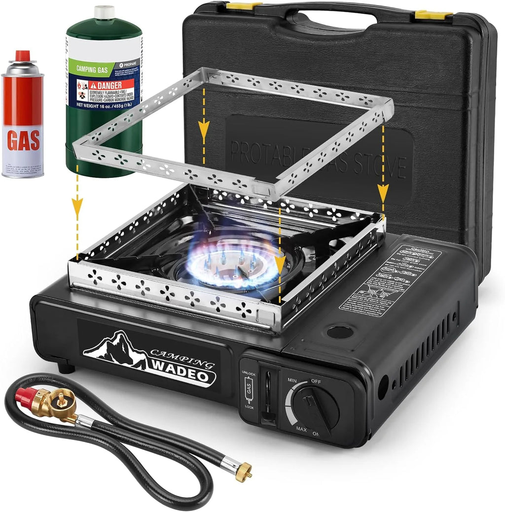 Portable Dual Fuel Camping Stove with Propane Regulator Hose S638867