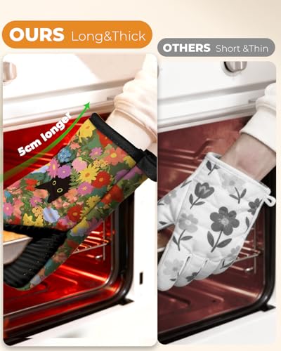 100% Cotton Mini Oven Mitts Set with Silicone Grips P984