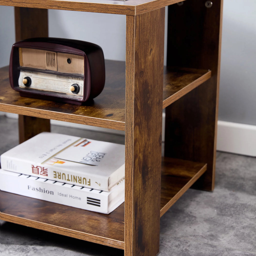 3 Tier Wood Nightstand with Open Shelf A6919