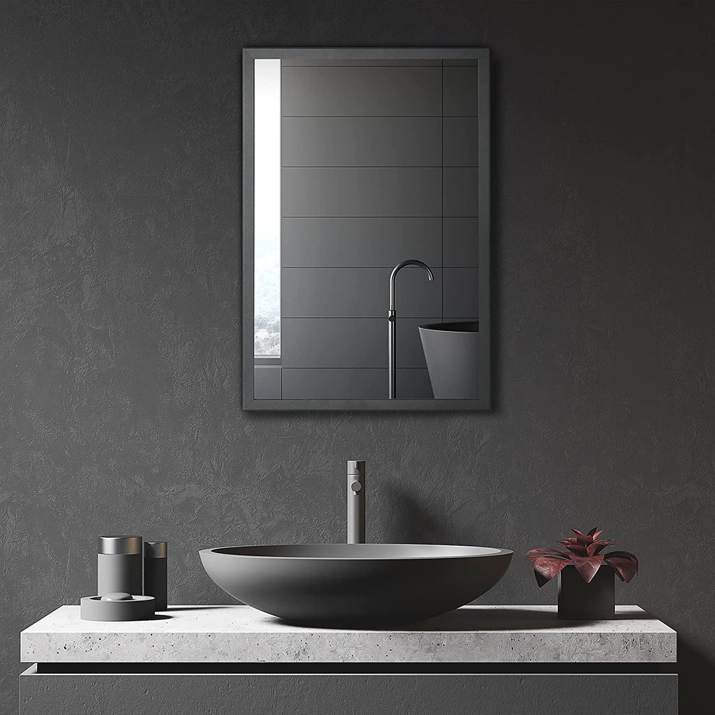 Black Stainless Steel Wall-Mounted Medicine Cabinet with Mirror Y218666