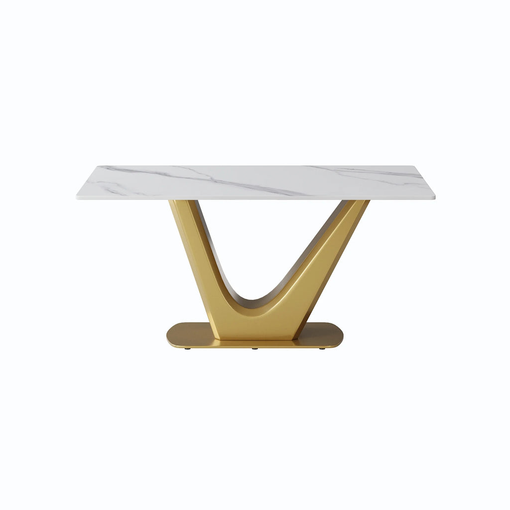 Dining Table with Golden V-Shaped Legs W466