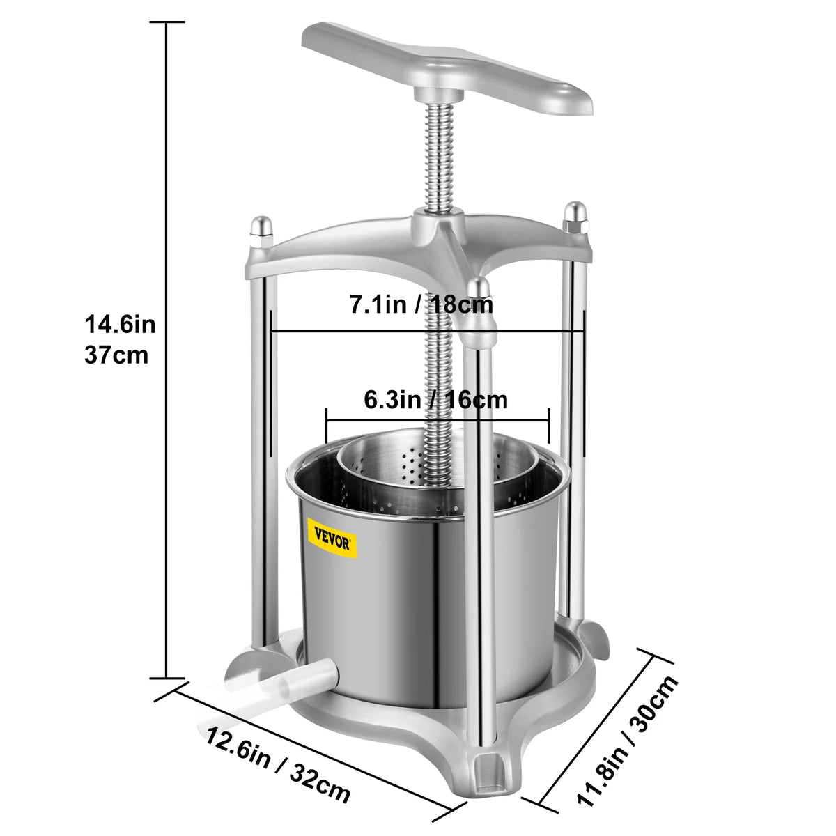 3 L Dual Stainless Steel Barrels Wine Press Machine P4406